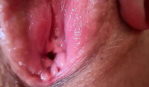 Extremely close-up wet pussy masturbation