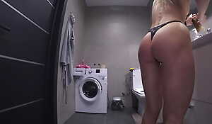 Real Cheating. While Her Skimp Is Approximately The Room, She Fucks Approximately The Bathroom With Her Neighbor