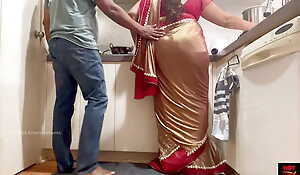 Indian Couple Issue in the Kitchen - Saree Sex - Saree lifted up and Irritant Spanked