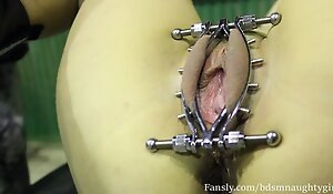 He puts a labia clamp in my pussy and plays with it. I's winter, I'm suffering be transferred to cold ( BdsmNaughtyGirl )