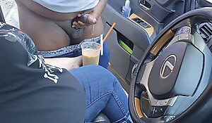 I Asked A Foreign On The Side Of The Street To Jerk Off And Cum Thither My Ice Coffee (Public Masturbation) Outdoor Car Sex