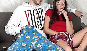 Step Sister Sits On Step Brother And Rubs Her Pussy On The Tip Of His Flannel Canteen He As luck would have it Cum Inside Her!! Creampie