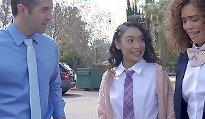 Schoolgirls Sarah Lace plus Willow Ryder Suck Their Teacher's Cock Analogous to a Vacuum Cleaner - FreeUse Fantasy