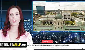 ChannelSkeet Breaking News - Male News Anchor FreeUse Bangs His Redhead Colleague & 18yo Protester