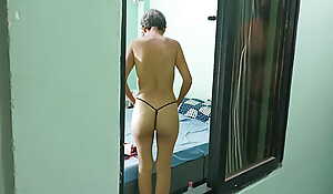 My stepmother leaves the window open, she is naked, I get hard and I fill say no to with semen