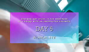 Day 6 - Don't Cum Inside Stuck Step Mom! Step Son Risky Thing embrace with Cum in Pussy
