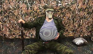 Russian Military man PUMPS His undergo with A PUMP in burnish apply Army and Cums in Your FACE!!! Inflate belly inflation