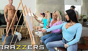 Robbin Banx & MJ Fresh Are Attending A Sip & Paint Category Keep out They Can't Get Their Eyes Off The Model's Cock - BRAZZERS