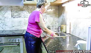 ugly German old granny get everlasting fuck in kitchen