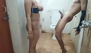 Bhabhi suddenly entry bathroom without knock the door   Hard-core sexual relations .