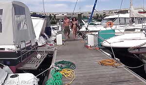 Sailing-boat day for a swinger couple with a man banging a young stunning blonde while his wife is watching
