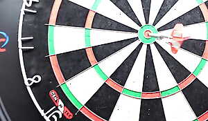 NUDIST DARTS SQUIRT! My plan didn't work out! Depart from bullseye in my pussy!