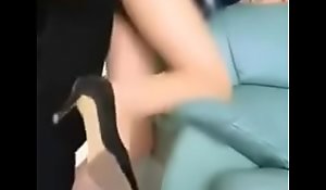 asian chinese gals gets screwed on sofa in high heels very sexy hooves