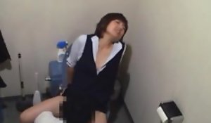 Asian secretary in uniform pussy licking by her boss