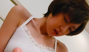 Short-haired Japanese woman Akina Hara tests be imparted to murder brush new existing dildo