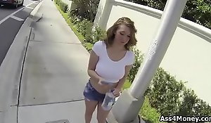Parking lot pounding with broke heavy tit teen