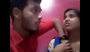 Indian girl kissing her boyfriend and equally her boobs and gets sucked