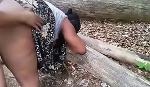 Big ass aunty lady-love in the air forest with young people