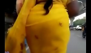 Rekha aunty's big irritant Fescennine in yellow saree