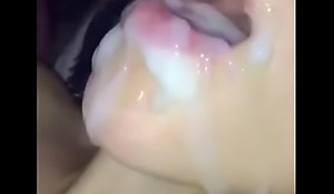 Girl takes successful cum load give slo mo