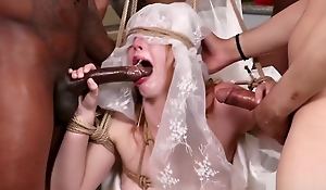 Blindfolded bride acquires grop bdsm banged