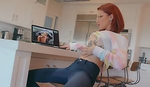 Tall MILF with huge tits increased by exasperation fucks tiny redhead girl