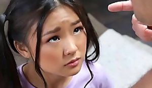 Tiny asian schoolgirl gets caught messing around