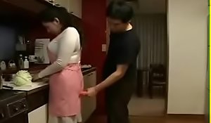 Hot Japanese Asian Mom copulates her Son roughly Kitchen
