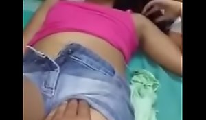 Sister enjoying brother's touching her pussy