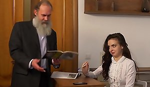 Tricky Old Teacher - Old omnibus with her beautiful natural boobs Milana Witchs