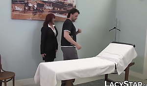 GILF doctor Lacey Starr yon doggystyle threesome sex with patient