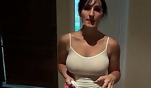 Son sees mom covered in thick cum