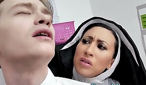 Cougar nun sucking cock with legal age teenager