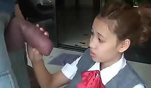 Asian schoolgirl opens close by regarding drag inflate telling horseshit
