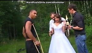 the brushwood and the bride screwed hard in the woods