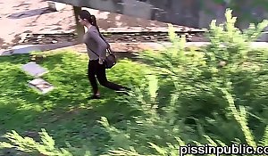 Desperate girls be undergoing pee in public park but get caught on camera